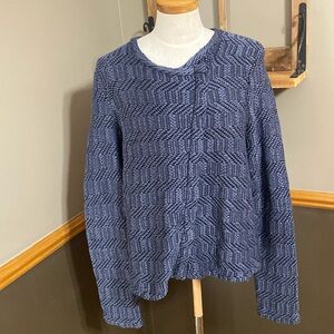Ann Taylor Blue Cable Knit Zip up Cropped Cardigan size XL